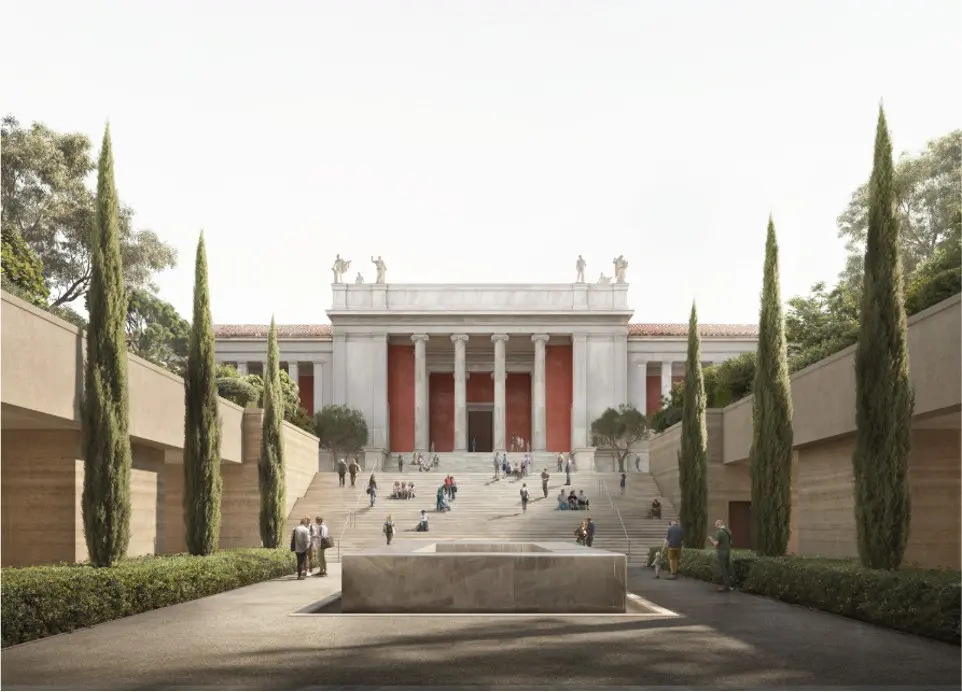 Official architectural rendering of the proposed National Archaeological Museum entrance